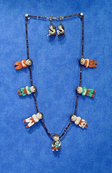 08 - Jewelry-New, Jemez or Santo Domingo Storyteller Earrings and Necklace Set
1970