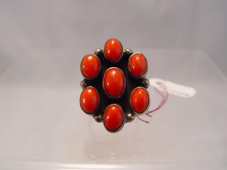 08 - Jewelry-New, Navajo Coral Ring size 7 1/4
1980, Sterling Silver and Coral