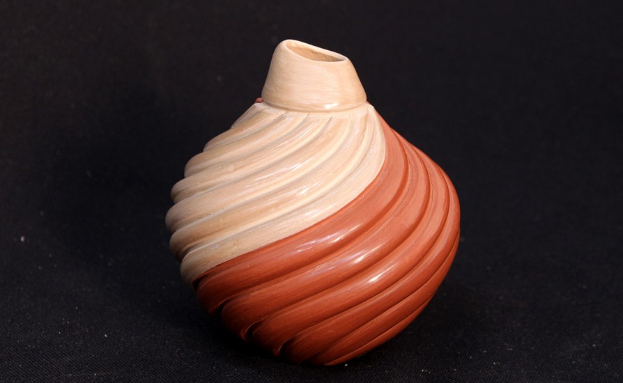 03 - Pueblo Pottery, Jemez Pottery by Emma Yepa: c. 1980 Swirl Jar (5" ht)
c. 1980, Hand coiled clay pottery