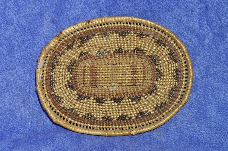 02 - Indian Baskets, Antique Hupa Basketry: c. 1920 Oval Tray, (5.5" l x 4.5" w)
c. 1920