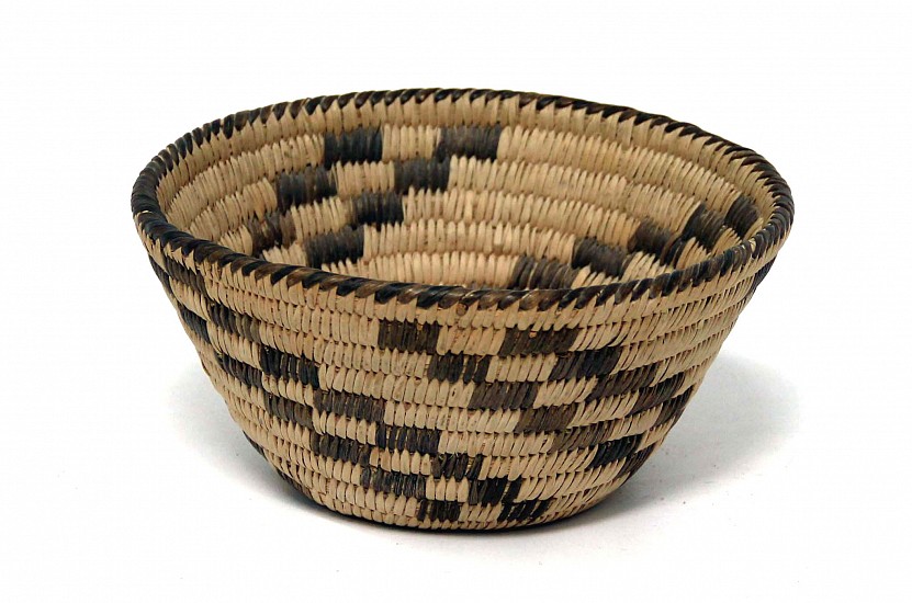 02 - Indian Baskets, Antique Pima Basketry: Bowl, Diagonal Motif (3" ht x 6.25" d)
c. 1920s, Willow and Devil's claw